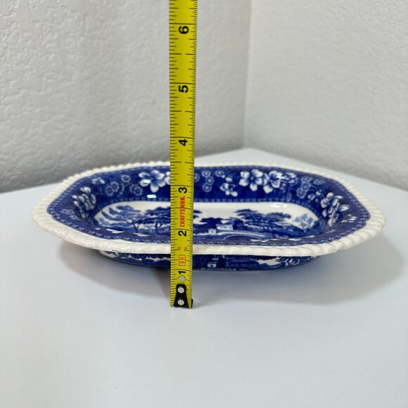 Antique English Copeland Spode's Tower Blue/White Serving Platter 9.5" x 7" EUC - Picture 9 of 10